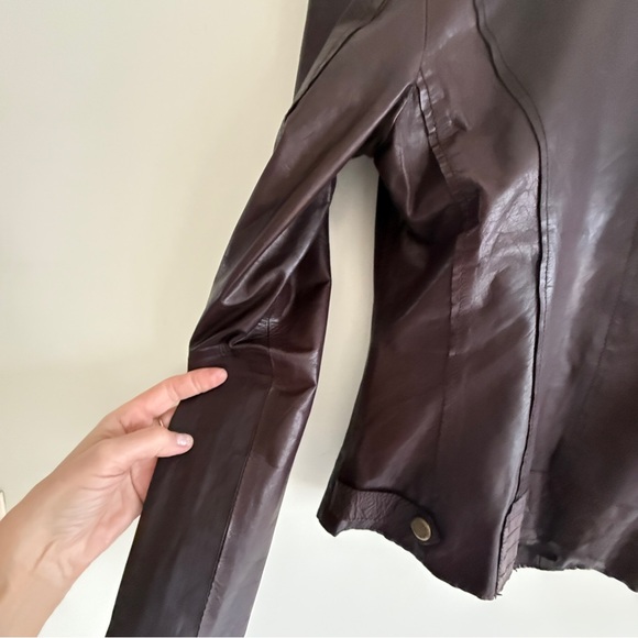 Marc New York Brown Leather Zip Moto Jacket Women's Small - Picture 13 of 16